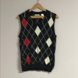 WOMENS  Black Argyle Sweater Vest from Lizgolf
